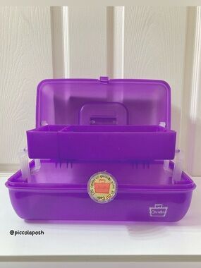 Vintage 90s Caboodles 2622 Purple Glitter Large Cosmetics Case Makeup Organizer